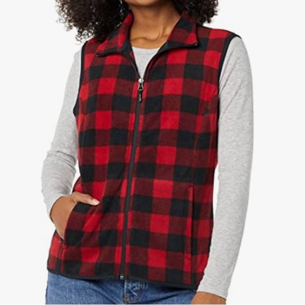 Chaps Red & Black Buffalo Plaid Fleece Vest